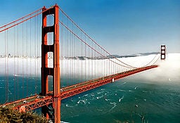 Golden Gate bridge above fog bank