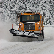 Snow plow on a road