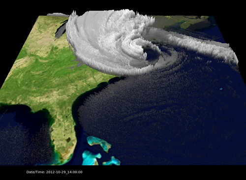 UCAR to support EarthCube: Computerized image of Hurricane Sandy