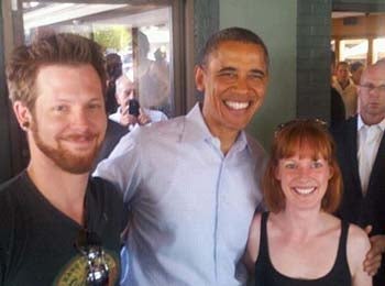 Mari Tye with President Obama in Boulder