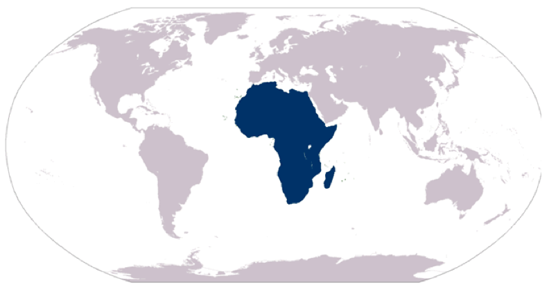 world map with Africa highlighted