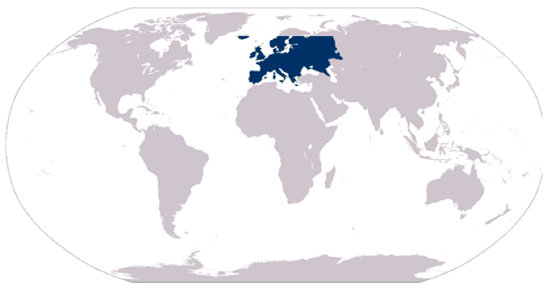 world map with Europe highlighted