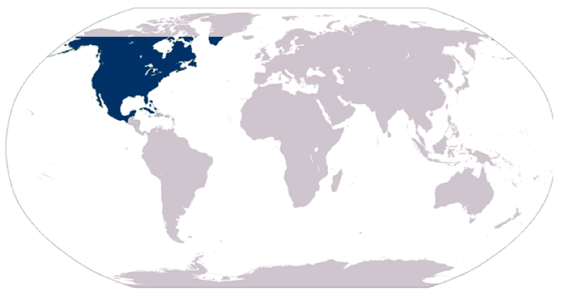 world map with North America highlighted