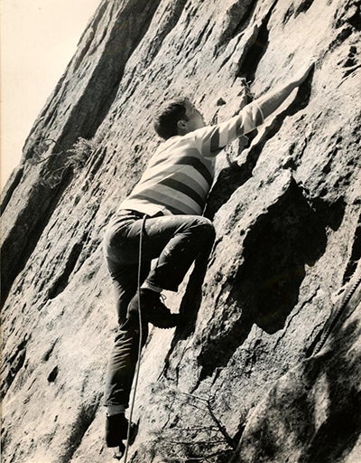 A young Ben rock climbing on the Third Flatiron.