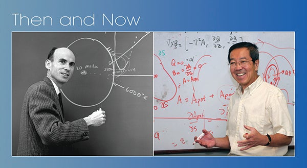 John Firor at blackboard and Boon Chye Low at whiteboard.