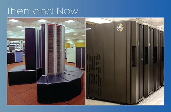 Old and new supercomputers side by side.