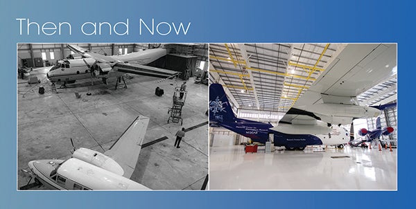 The interiors of both hangars.