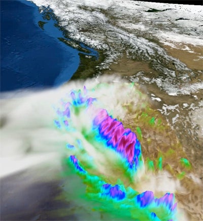Satellite image of North America.