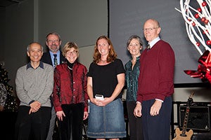 Christine Wiedinmyer receiving her award.