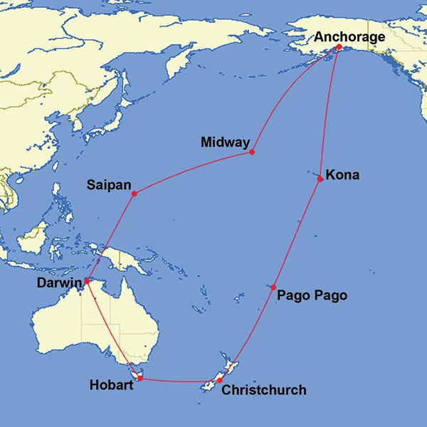 A map of the HIPPO IV route.