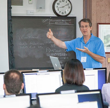 Tim Hoar lectures during NCAR summer workshop