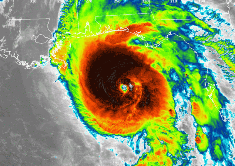 Satellite image of Hurricane Michael approaching Florida
