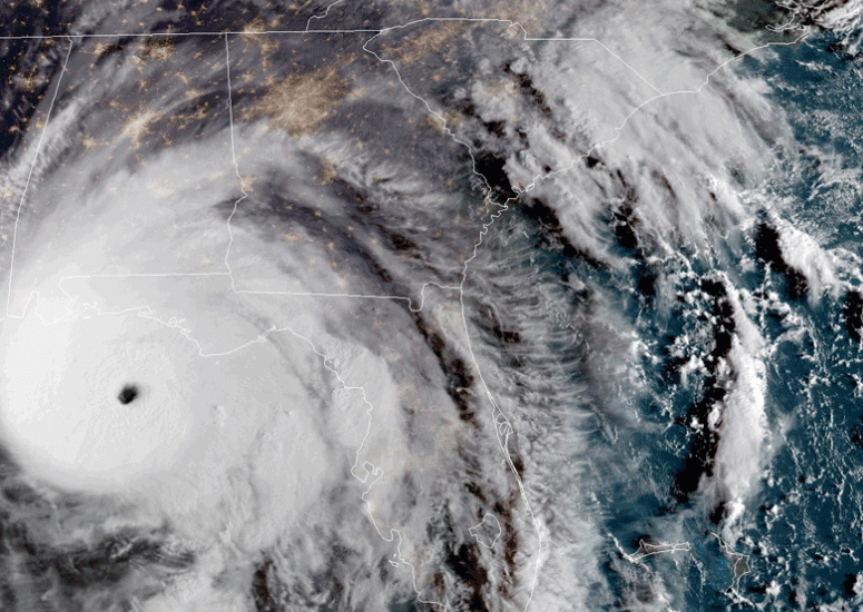 Satellite image of Hurricane Michael in 2018