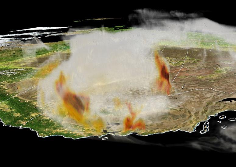 A visualization of smoke over California 