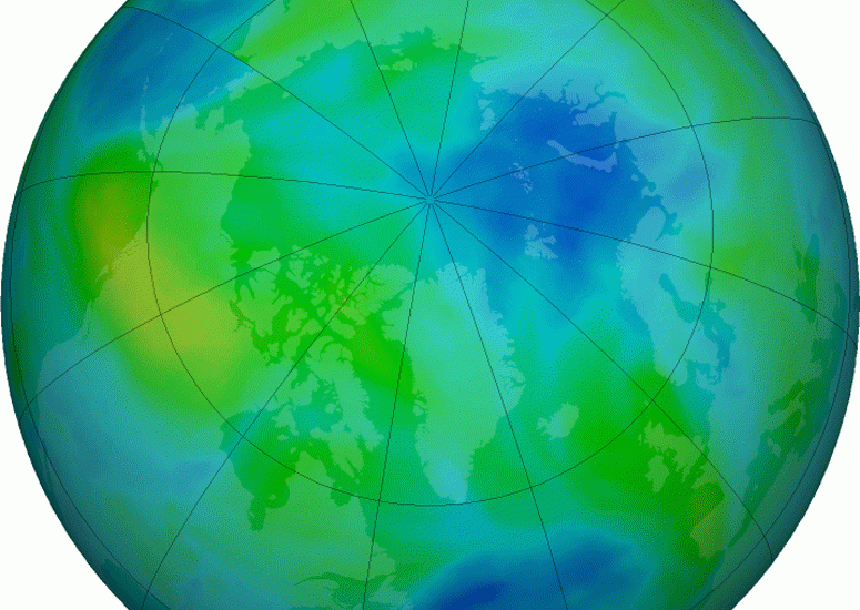 NASA satellite image of ozone over Arctic in October 2021
