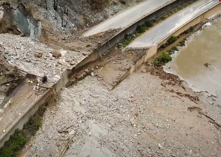Mudslide on I-70 in Colorado's Glenwood Canyon.