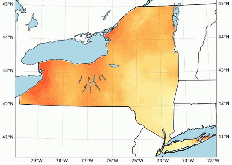 Forecast of solar irradiance across New York State