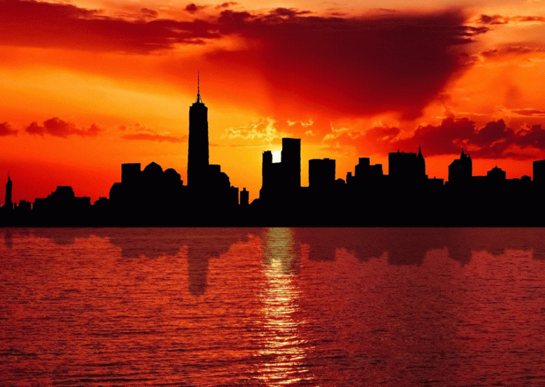 Sunset over New York City.
