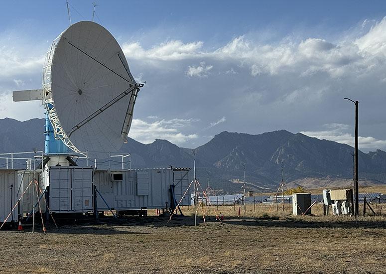 Doppler weather radar scans the atmosphere. 