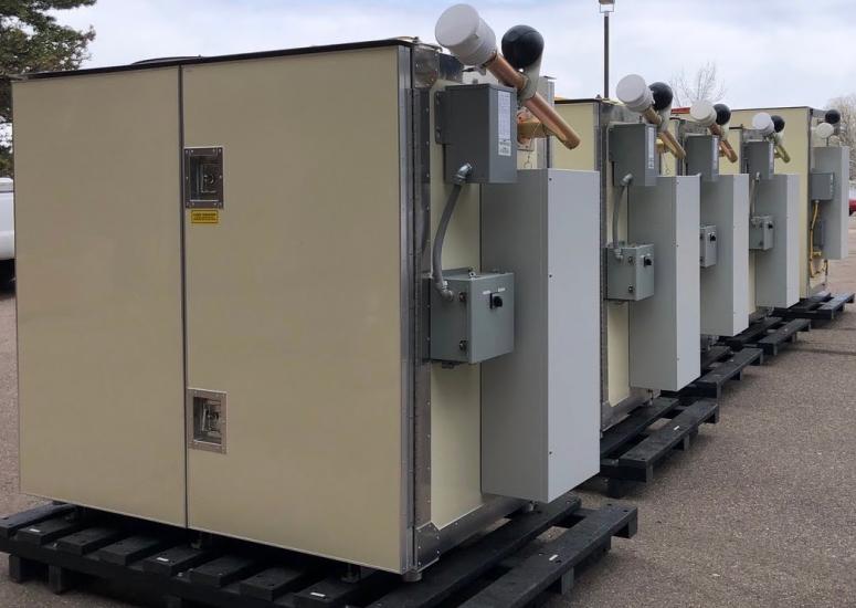 Five-unit network of MicroPulse DIALs lined up before testing. 