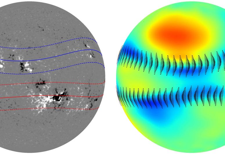 Two images of the Sun showing magnetic vectors produced by PINNBARDS.