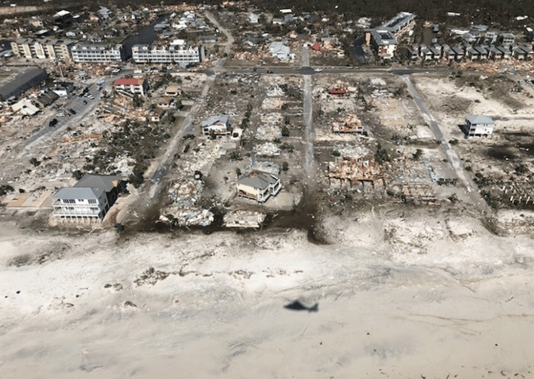 Devastation along the Florida coast after Hurricane Michael's landfall