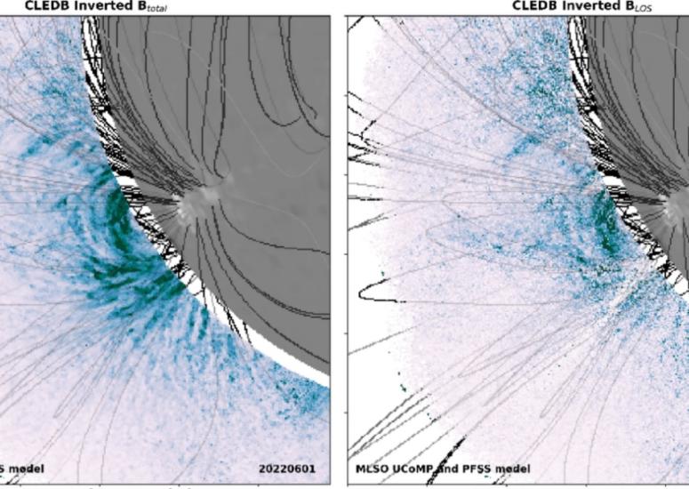 Two images of the magnetic field of the Sun. 