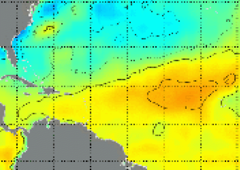Atlantic sea-surface temperatures, May 2010