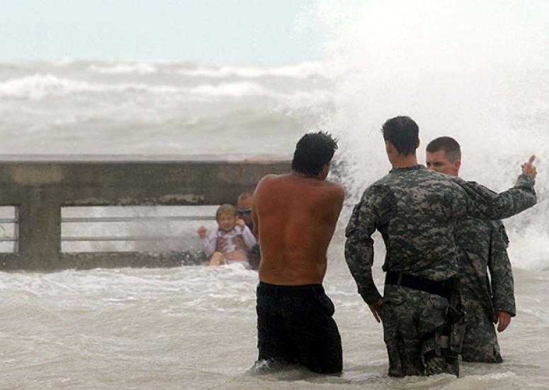 Hurricanes, risk, and response: National Guard monitors Key West beach as Hurricane Ike approaches, 9/9/08