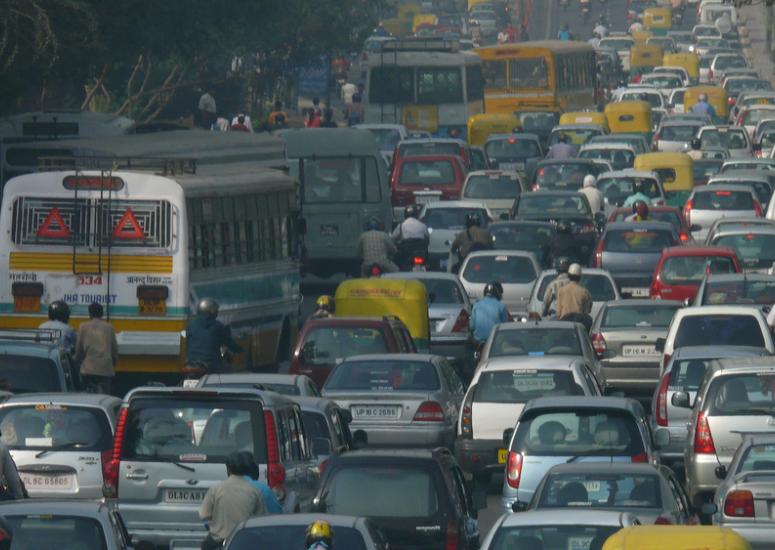 Ground-level ozone's toll: A traffic jam in Delhi, India