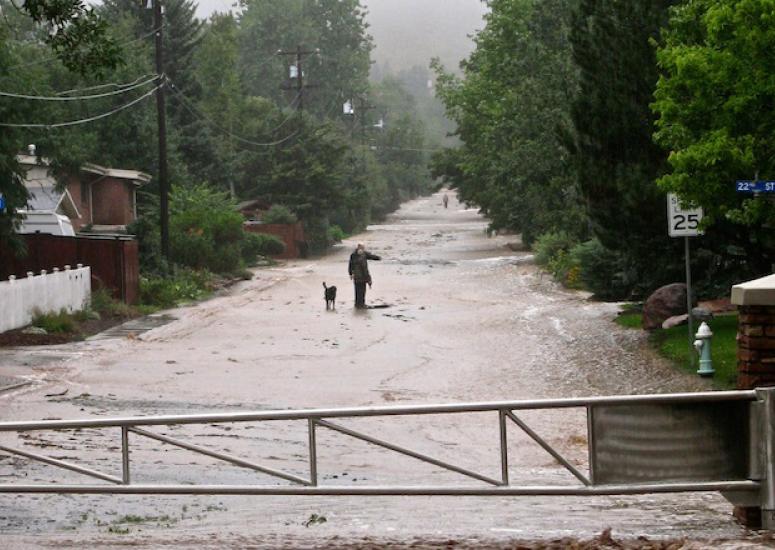 Colorado flood: flood waters in south Boulder, Colorado, September 12, 2013