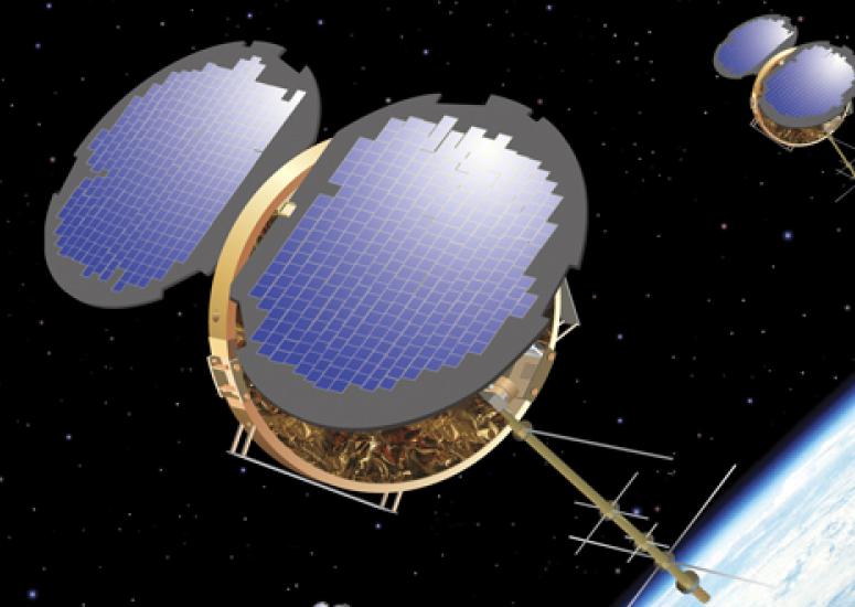 An artist's rendering of the COSMIC satellites in space