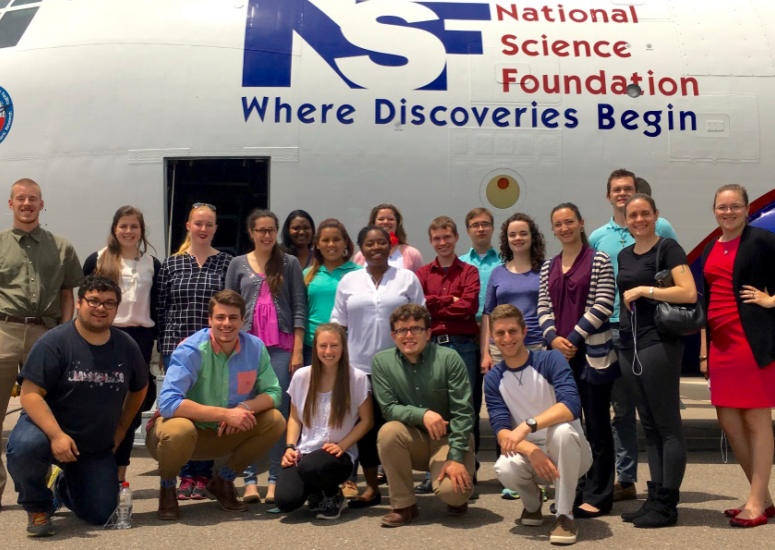 Undergraduate Leadership Workshop: students pose in front of research aircraft