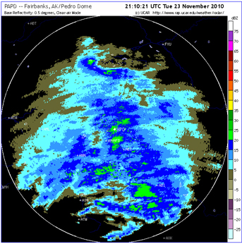 NWS Fairbanks radar image, 23 November 2010