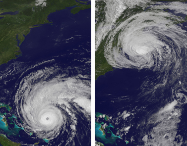 Satellite images of Hurricane Earl on 1 and 3 September 2010