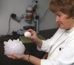 Nancy Knight with Coffeyville hailstone, 1970