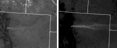 Satellite images of smoke plume on 6 September 2010