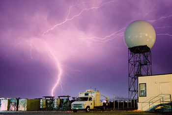 Lightning strikes behind NSSL dual-pol radar, 2003