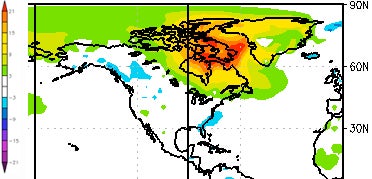 Temperature anomalies in North America, 12.10-1.11