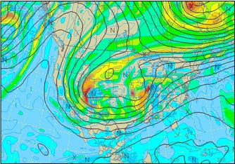 500-millibar weather map for Groundhog Day 2011 snowstorm