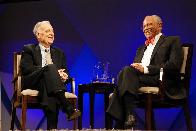 Ralph Cicerone and Warren Washington onstage at HistoryMakers interview, June 11, 2012