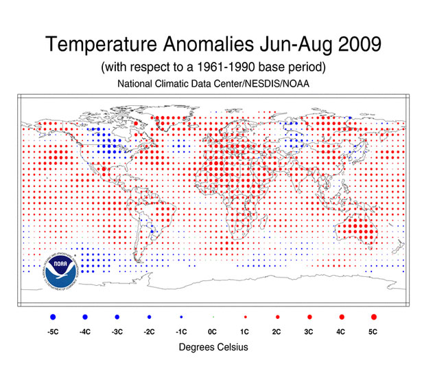 Temperature anomalies, Jul-Aug 2009, from NOAA/NCDC