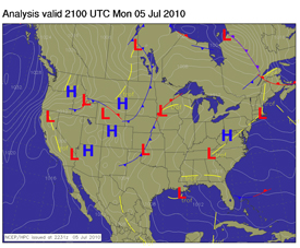 Frontal analysis for 5 July 2010