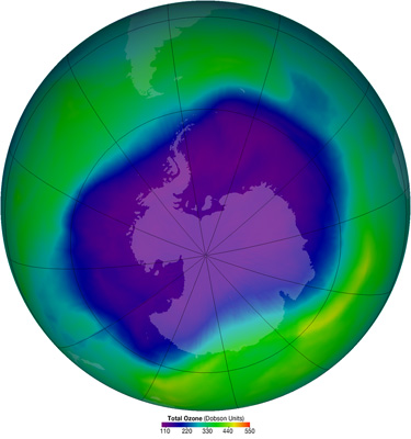 Ozone hole of 2006 (NASA satellite image)