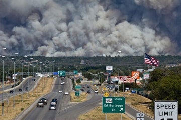 Smoke from wildland fire near Bastrop, TX