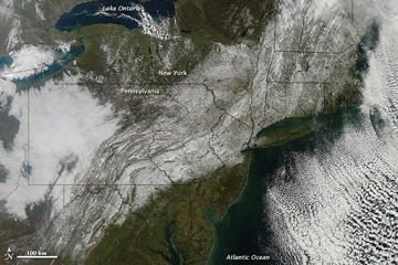 MODIS/Terra satellite image of October 2011 snowstorm