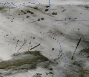 Satellite view of hole-punch clouds