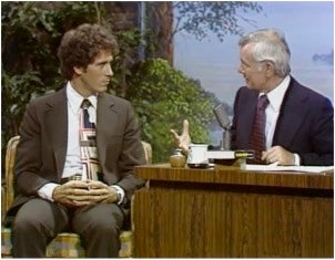 Schneider (left) with Johnny Carson (right) in 1977