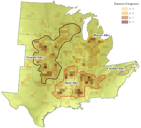 Map of Tornado Alley analysis
