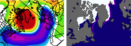 Comparision of negative NAO and sea-ice conditions, December 2010